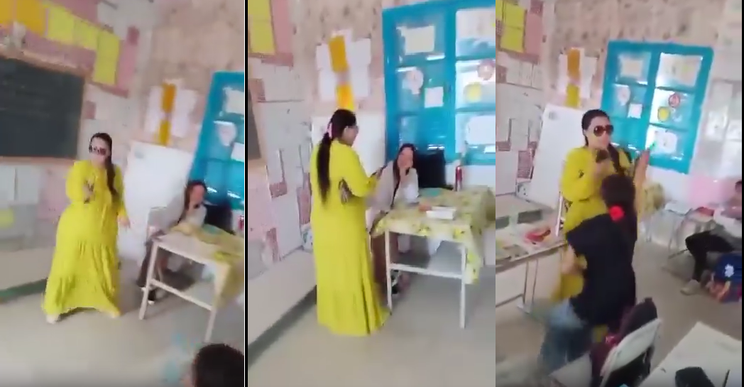 بالفيديو/وليّة تقتحم قسما وتعتدي على التلاميذ و المعلمة 