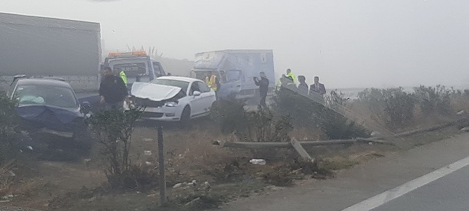 صور لحادث اصطدام أكثر من 20 سيارة على الطريق السيارة تونس-سوسة