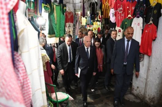  رئيس الجمهورية في زيارة إلى المدينة العتيقة وشارع الحبيب بورقيبة‎