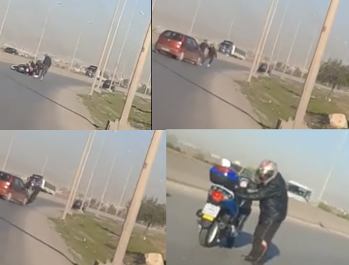 شاهد الفيديو : سائق سيارة ينجح في إنقاذ مواطن من" براكاج " في الملاسين
