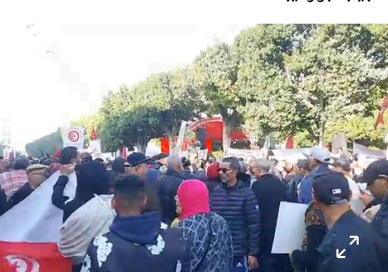 شارع الحبيب بورقيبة/مسيرة شعبية للتمسك بالسيادة الوطنية ورفض التدخل الخارجي