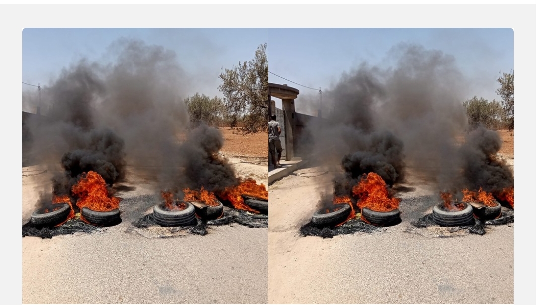 جبنيانة.. اغلاق طرق إشعال عجلات..