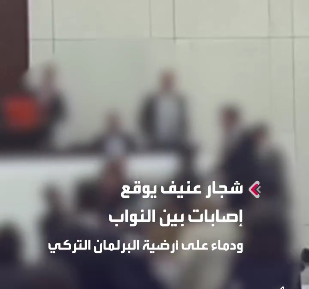 بالفيديو.. دم.. اء تسيل وضارب مضروب في البرلمان التركي