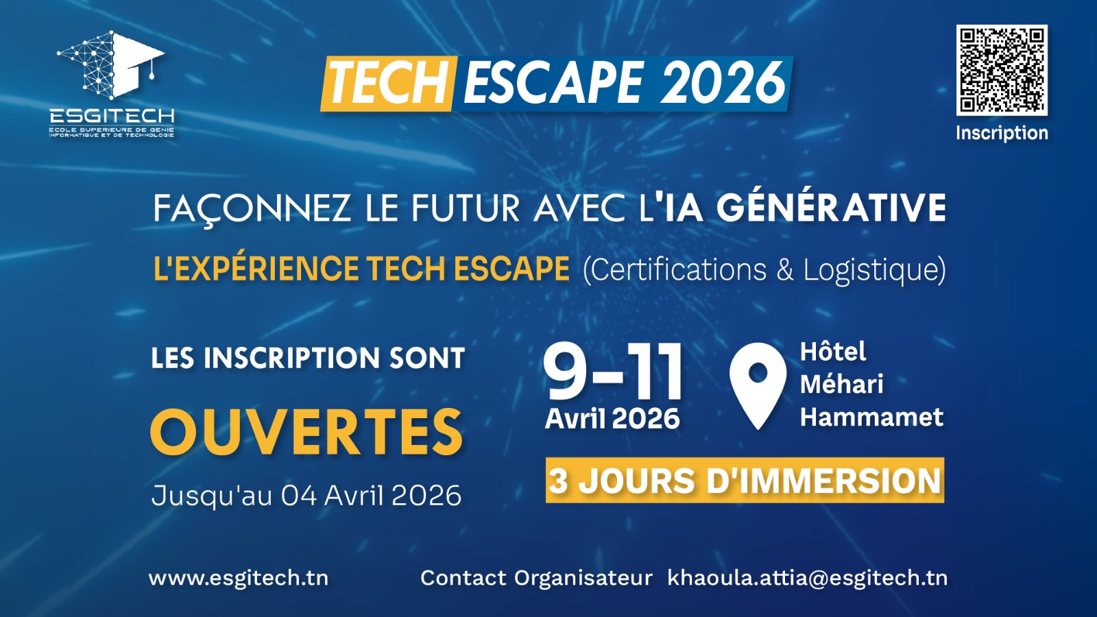 جامعة ESGITECH تطلق "Tech Escape 2026": ثلاث أيام في الذكاء الاصطناعي التوليدي