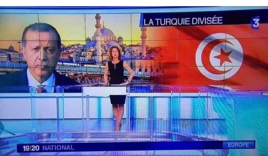 يحدث في أكبر القنوات : قناة " فرنسا 3 " تضع علم تونس على أساس أنه علم تركيا ؟؟؟