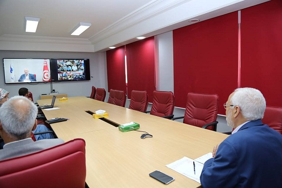 الغنوشي يتشاور مع قواعد حركة النهضة حول حكومة الوحدة الوطنية باعتماد تقنية CCTV