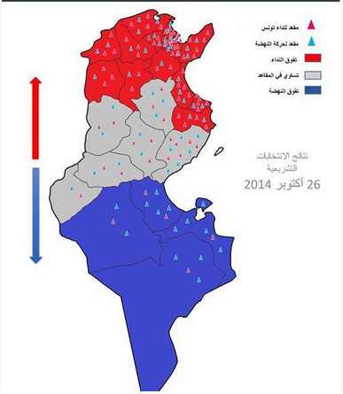 الخارطة السياسية لتونس حسب تصويت التونسيين في الانتخابات التشريعية